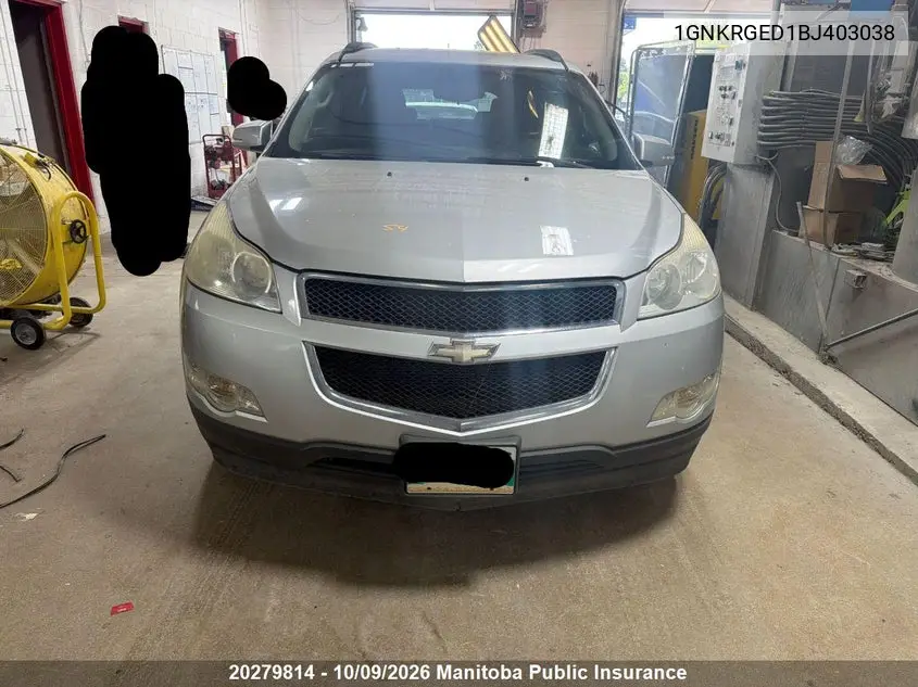 CHEVROLET TRAVERSE 2011, VIN 1GNKRGED1BJ403038