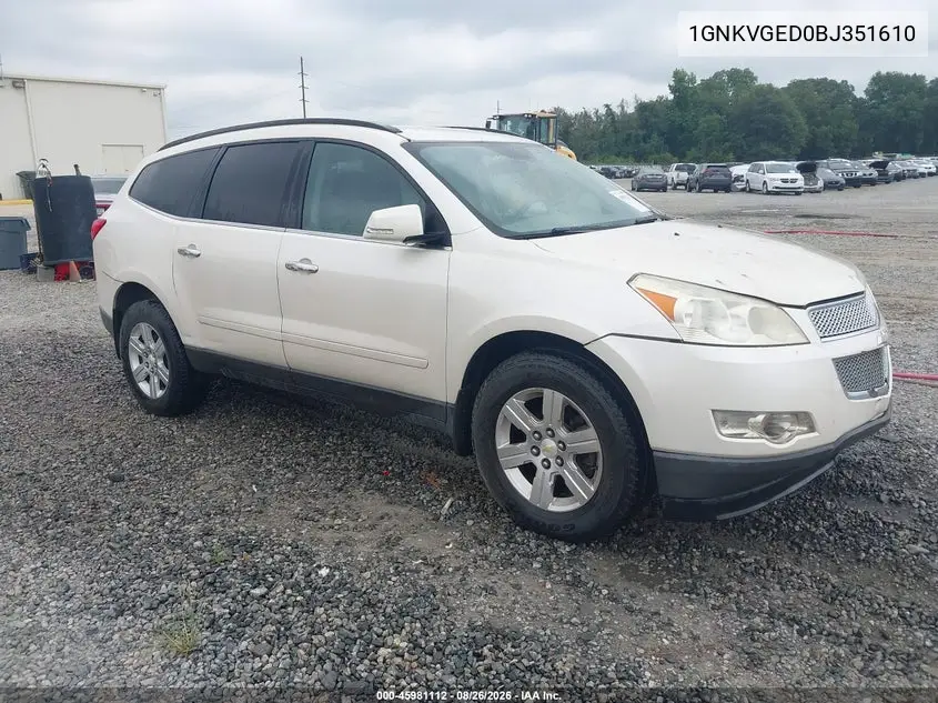 CHEVROLET TRAVERSE 2011, VIN 1GNKVGED0BJ351610