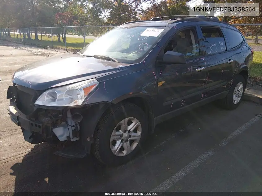 2011 CHEVROLET TRAVERSE VIN 1GNKVFED7BJ358564 — фото 2