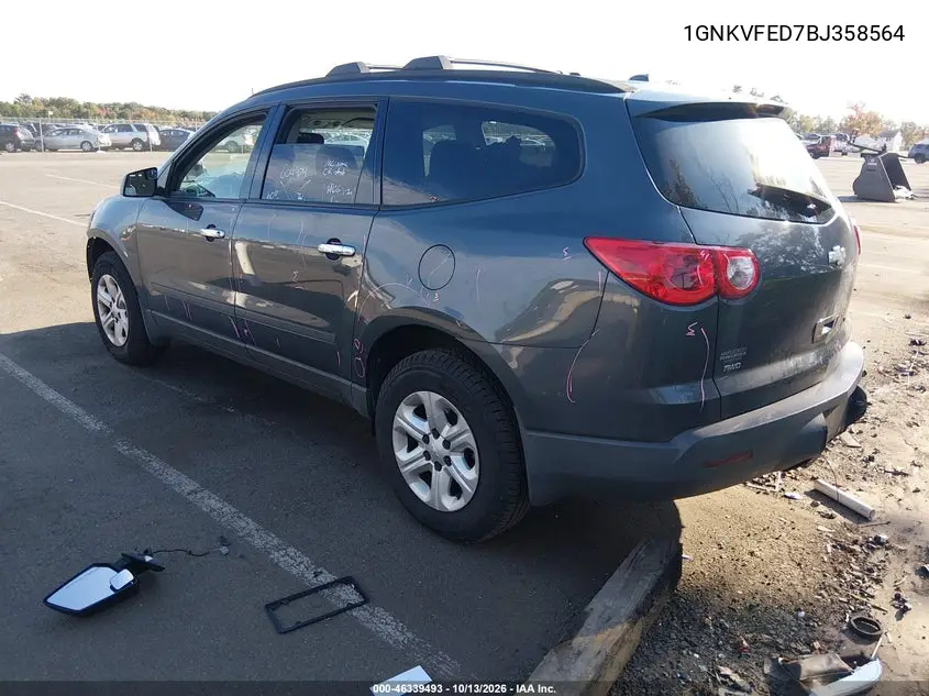 2011 CHEVROLET TRAVERSE VIN 1GNKVFED7BJ358564 — фото 3