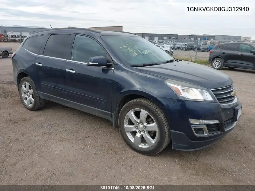 CHEVROLET TRAVERSE 2016, VIN 1GNKVGKD8GJ312940
