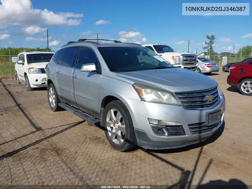 CHEVROLET TRAVERSE 2016, VIN 1GNKRJKD2GJ346387