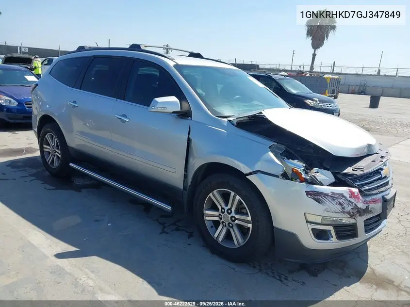 CHEVROLET TRAVERSE 2016, VIN 1GNKRHKD7GJ347849