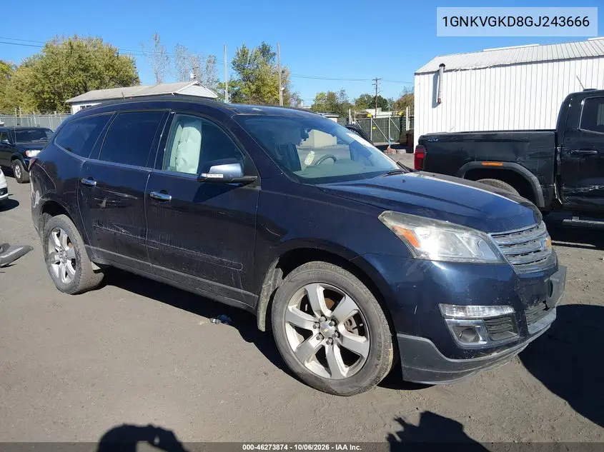 CHEVROLET TRAVERSE 2016, VIN 1GNKVGKD8GJ243666