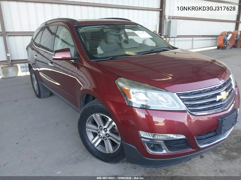 CHEVROLET TRAVERSE 2016, VIN 1GNKRGKD3GJ317628