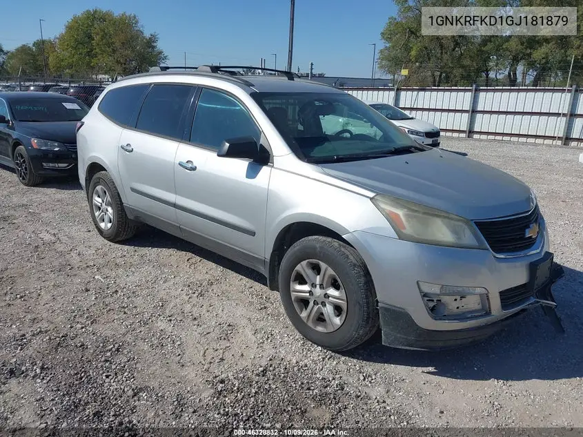 CHEVROLET TRAVERSE 2016, VIN 1GNKRFKD1GJ181879