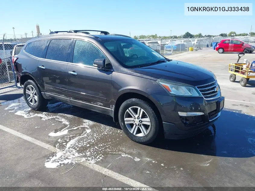 CHEVROLET TRAVERSE 2016, VIN 1GNKRGKD1GJ333438