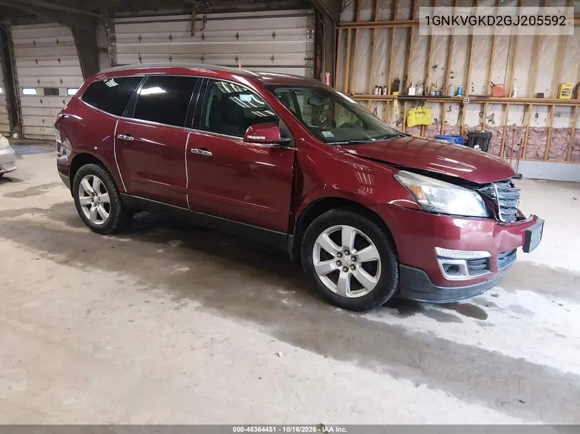 CHEVROLET TRAVERSE 2016, VIN 1GNKVGKD2GJ205592