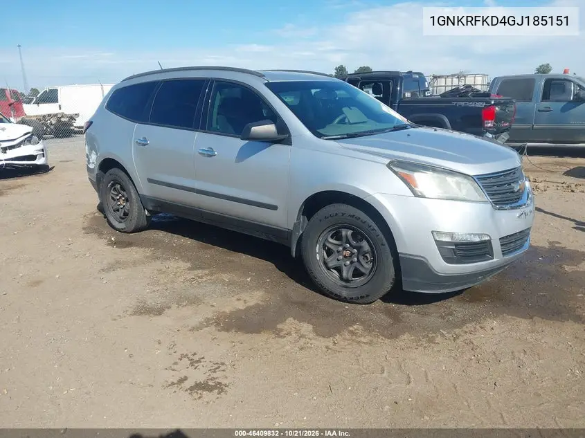 CHEVROLET TRAVERSE 2016, VIN 1GNKRFKD4GJ185151