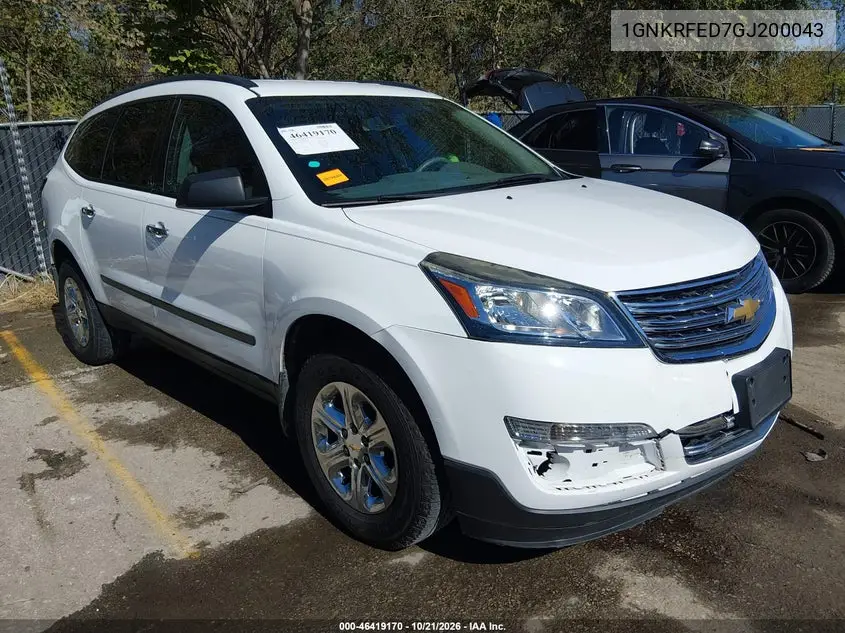 CHEVROLET TRAVERSE 2016, VIN 1GNKRFED7GJ200043