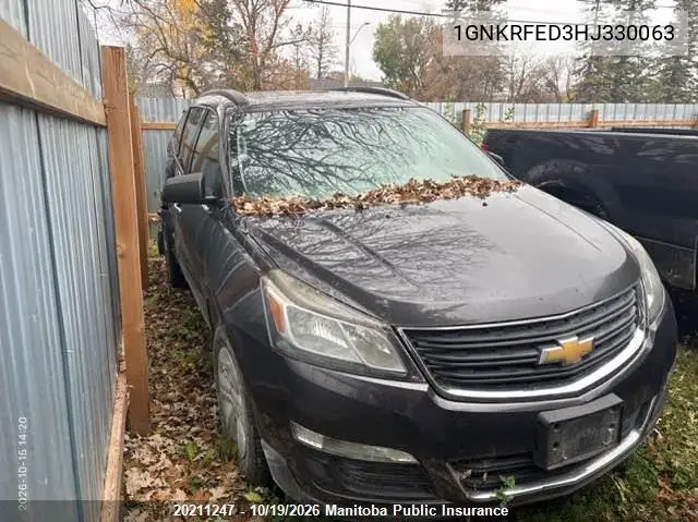 CHEVROLET TRAVERSE 2017, VIN 1GNKRFED3HJ330063