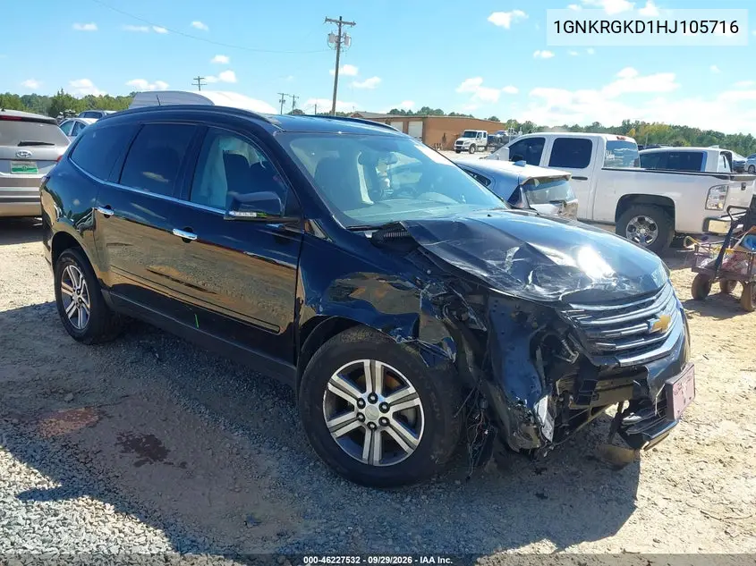 CHEVROLET TRAVERSE 2017, VIN 1GNKRGKD1HJ105716