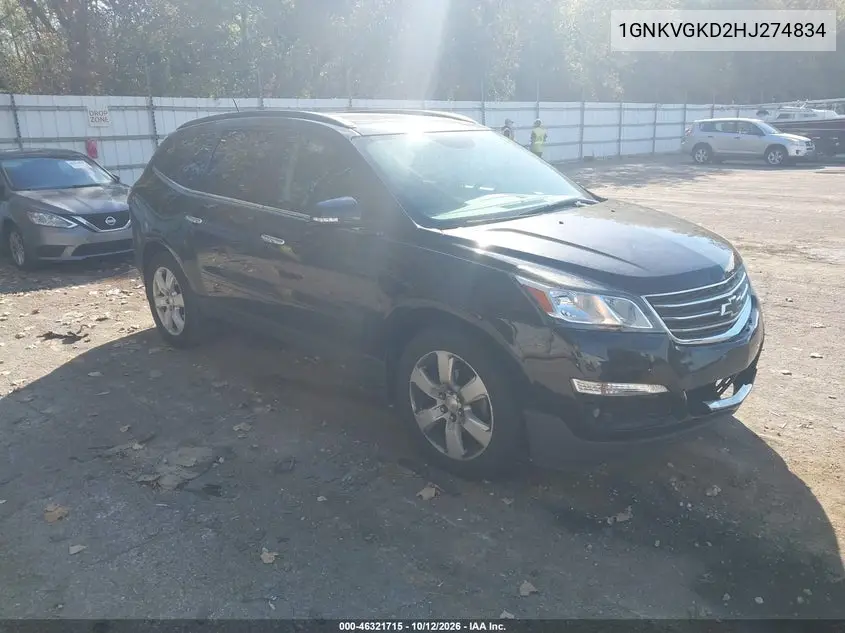 CHEVROLET TRAVERSE 2017, VIN 1GNKVGKD2HJ274834