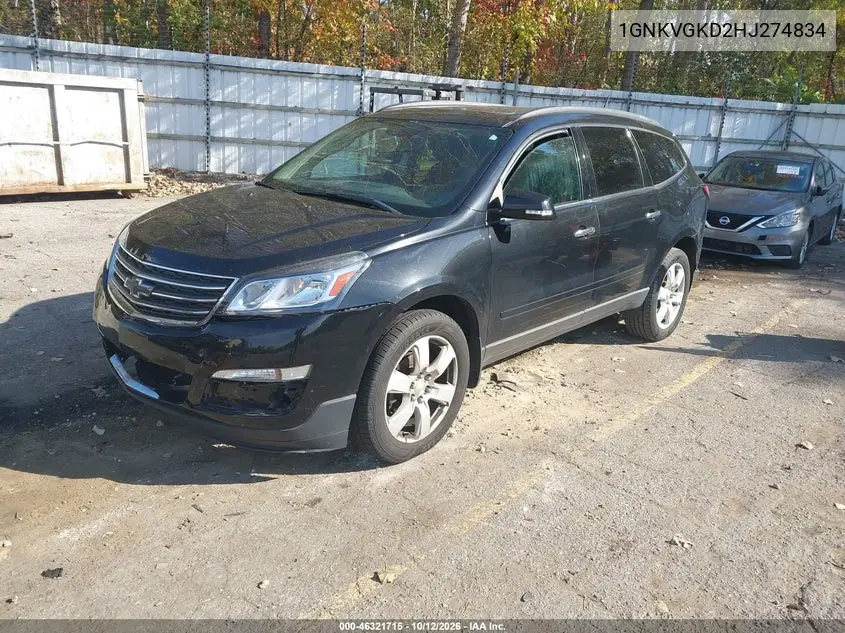 2017 CHEVROLET TRAVERSE VIN 1GNKVGKD2HJ274834 — фото 2