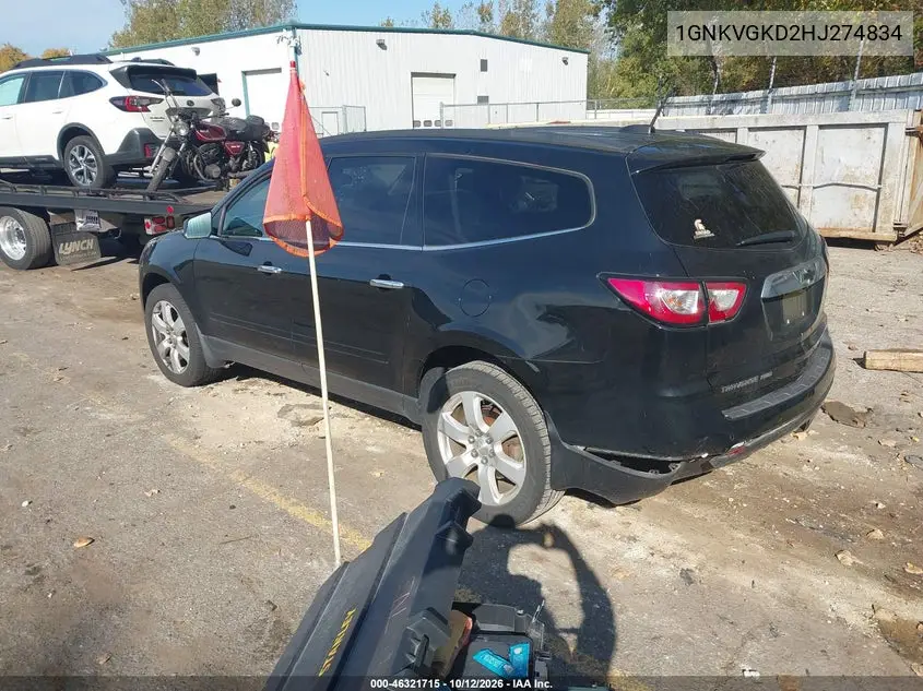 2017 CHEVROLET TRAVERSE VIN 1GNKVGKD2HJ274834 — фото 3