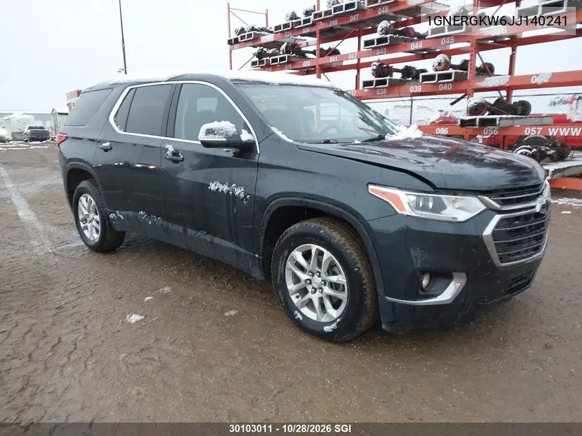 CHEVROLET TRAVERSE 2018, VIN 1GNERGKW6JJ140241
