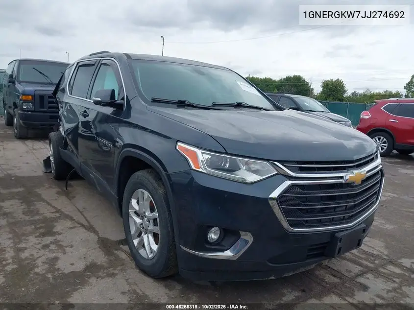CHEVROLET TRAVERSE 2018, VIN 1GNERGKW7JJ274692