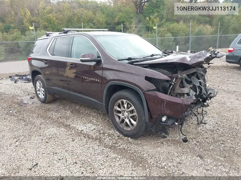 CHEVROLET TRAVERSE 2018, VIN 1GNERGKW3JJ113174