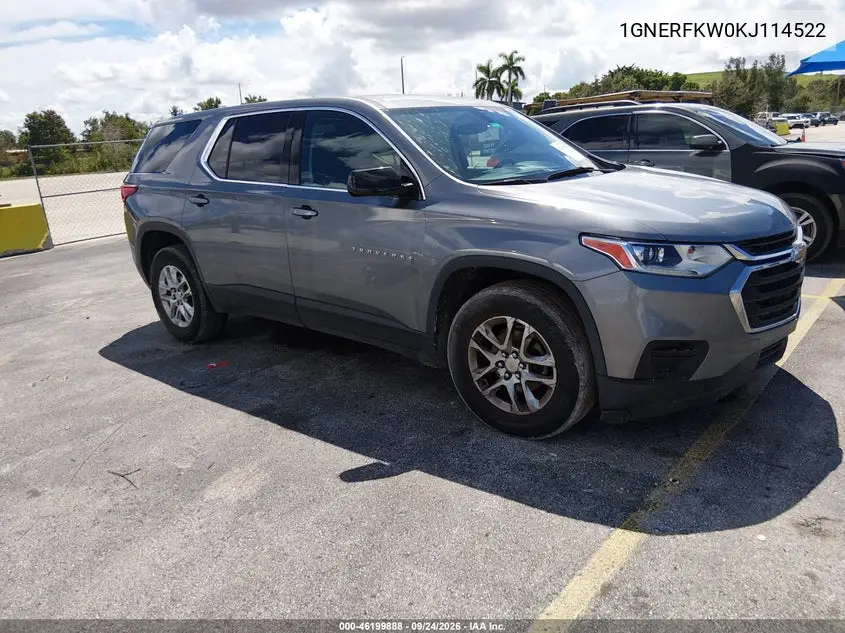 CHEVROLET TRAVERSE 2019, VIN 1GNERFKW0KJ114522