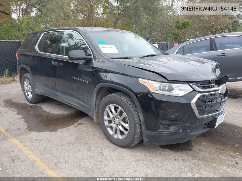 CHEVROLET TRAVERSE 2019, VIN 1GNERFKW4KJ154148