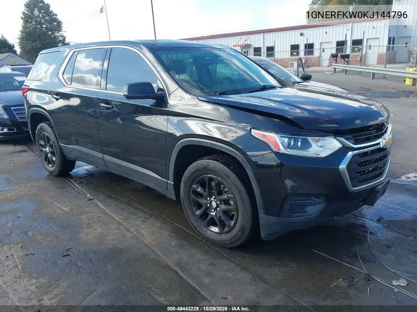 CHEVROLET TRAVERSE 2019, VIN 1GNERFKW0KJ144796