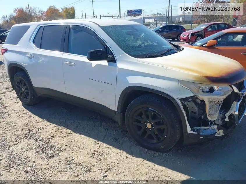 CHEVROLET TRAVERSE 2019, VIN 1GNEVFKW2KJ289768