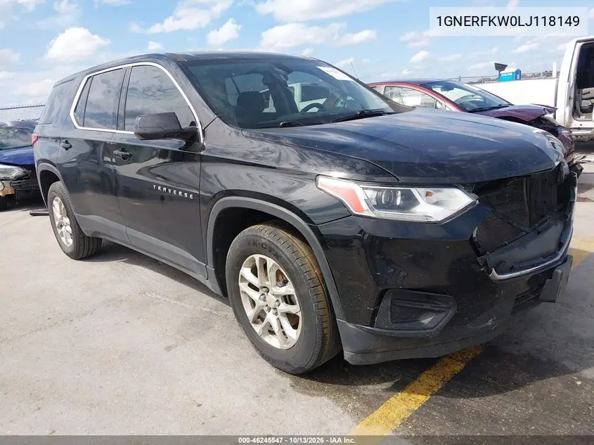 CHEVROLET TRAVERSE 2020, VIN 1GNERFKW0LJ118149