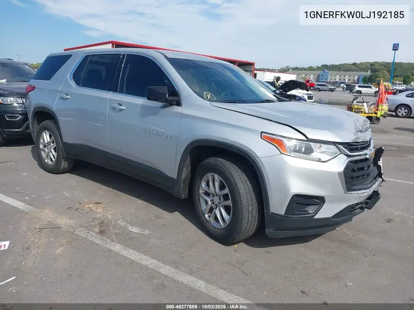 CHEVROLET TRAVERSE 2020, VIN 1GNERFKW0LJ192185
