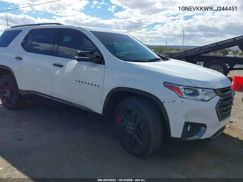 CHEVROLET TRAVERSE 2020, VIN 1GNEVKKW9LJ244451