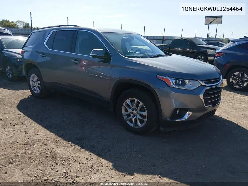 CHEVROLET TRAVERSE 2020, VIN 1GNERGKW0LJ254464
