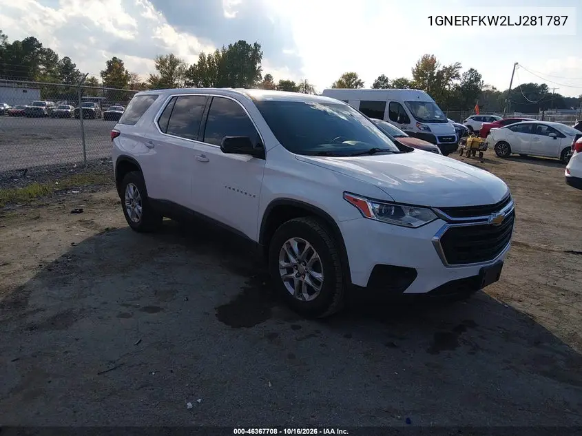 CHEVROLET TRAVERSE 2020, VIN 1GNERFKW2LJ281787