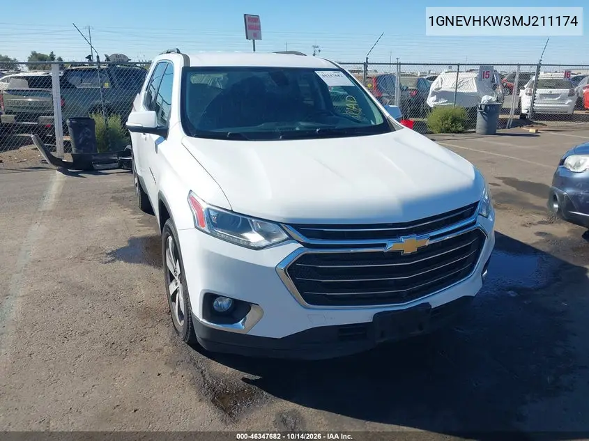 CHEVROLET TRAVERSE 2021, VIN 1GNEVHKW3MJ211174