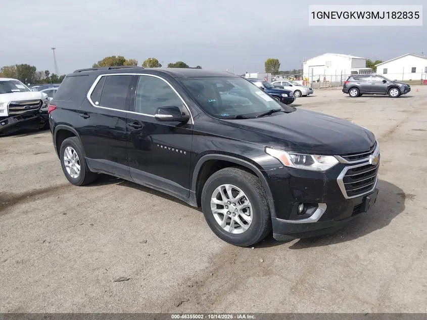 CHEVROLET TRAVERSE 2021, VIN 1GNEVGKW3MJ182835