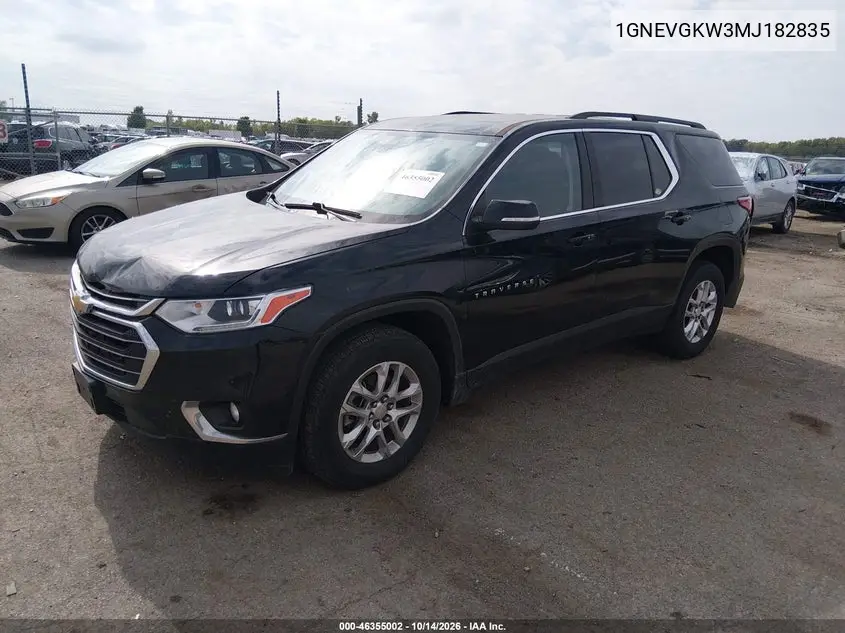2021 CHEVROLET TRAVERSE VIN 1GNEVGKW3MJ182835 — фото 2