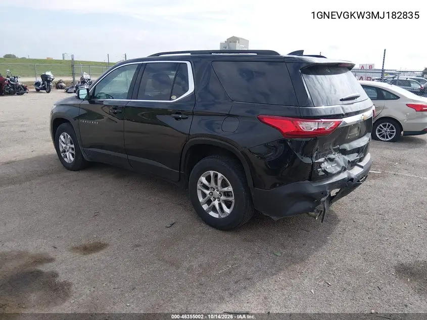 2021 CHEVROLET TRAVERSE VIN 1GNEVGKW3MJ182835 — фото 3