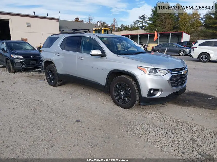 CHEVROLET TRAVERSE 2021, VIN 1GNEVGKW6MJ258340