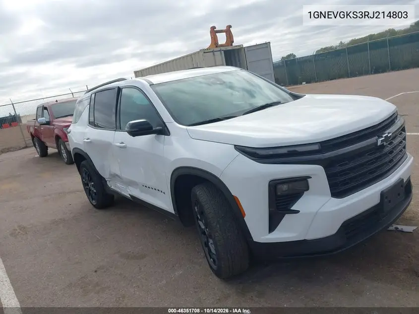 CHEVROLET TRAVERSE 2024, VIN 1GNEVGKS3RJ214803