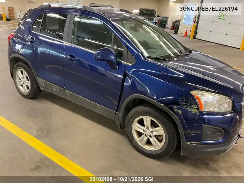 CHEVROLET TRAX 2014, VIN 3GNCJPEB7EL226194