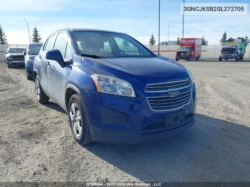 CHEVROLET TRAX 2016, VIN 3GNCJKSB2GL272705