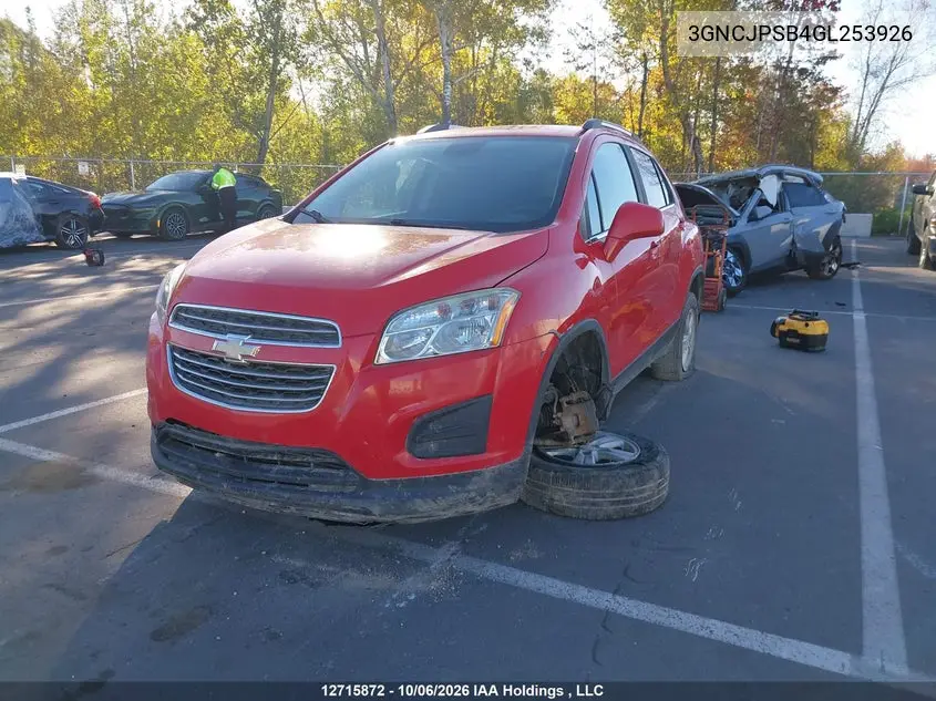 2016 CHEVROLET TRAX VIN 3GNCJPSB4GL253926 — фото 2
