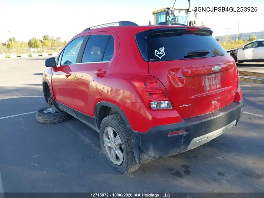2016 CHEVROLET TRAX VIN 3GNCJPSB4GL253926 — фото 3