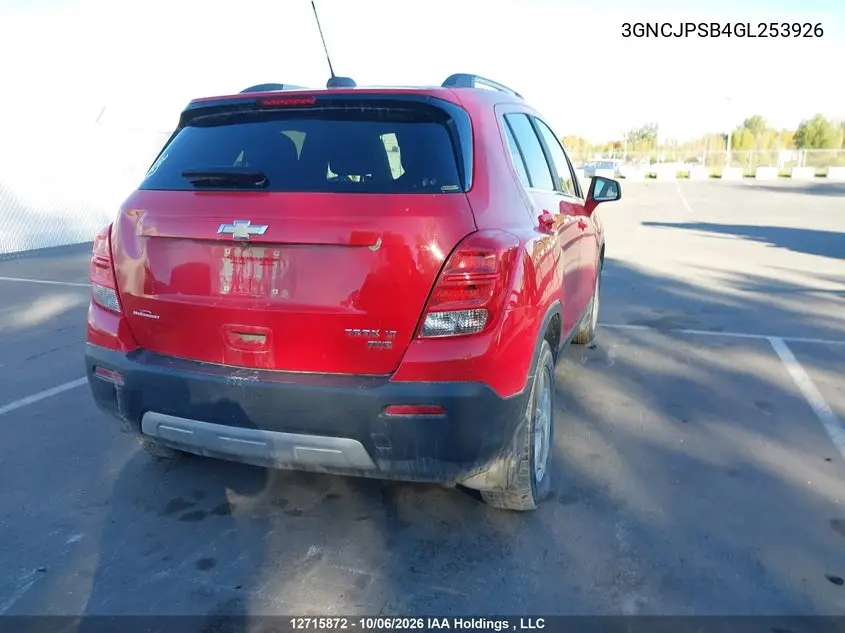 2016 CHEVROLET TRAX VIN 3GNCJPSB4GL253926 — фото 4