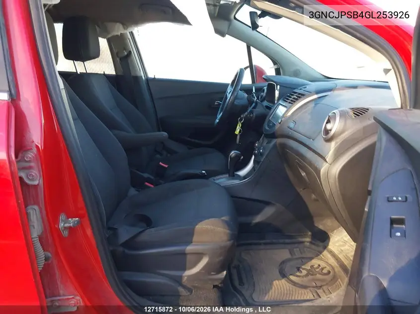 2016 CHEVROLET TRAX VIN 3GNCJPSB4GL253926 — фото 5