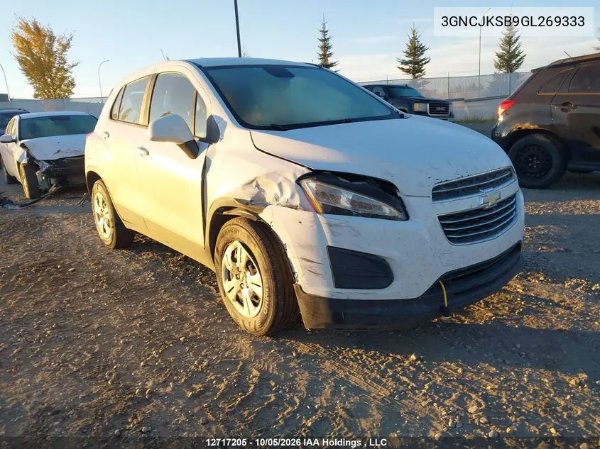 CHEVROLET TRAX 2016, VIN 3GNCJKSB9GL269333