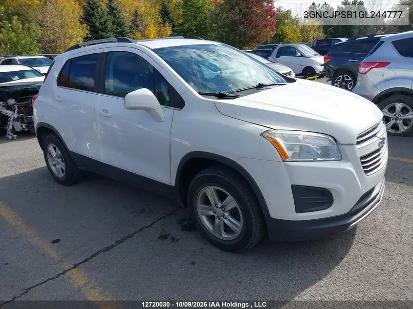 CHEVROLET TRAX 2016, VIN 3GNCJPSB1GL244777