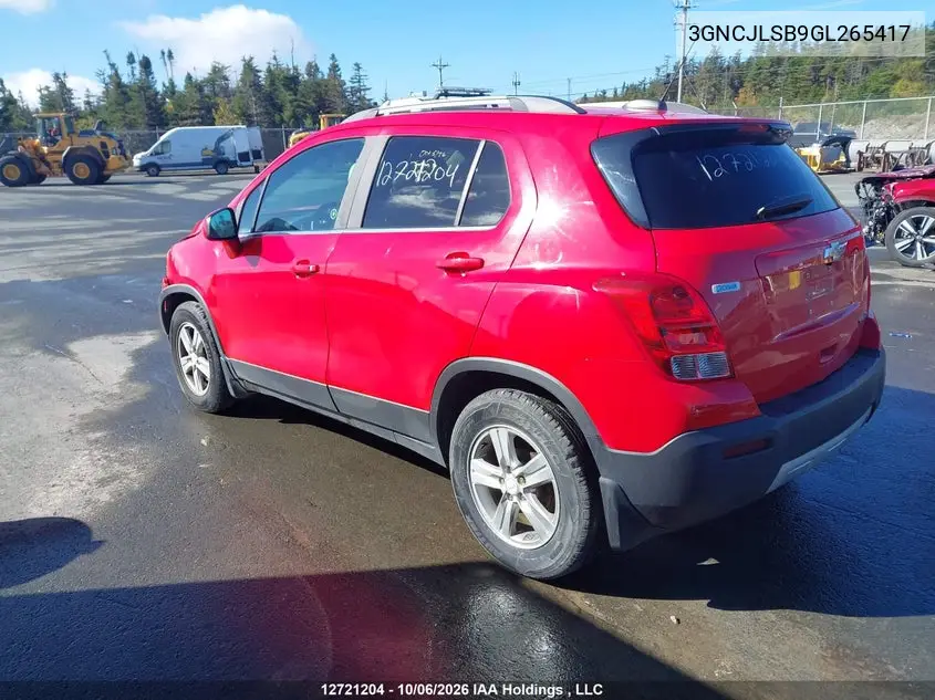 2016 CHEVROLET TRAX VIN 3GNCJLSB9GL265417 — фото 3