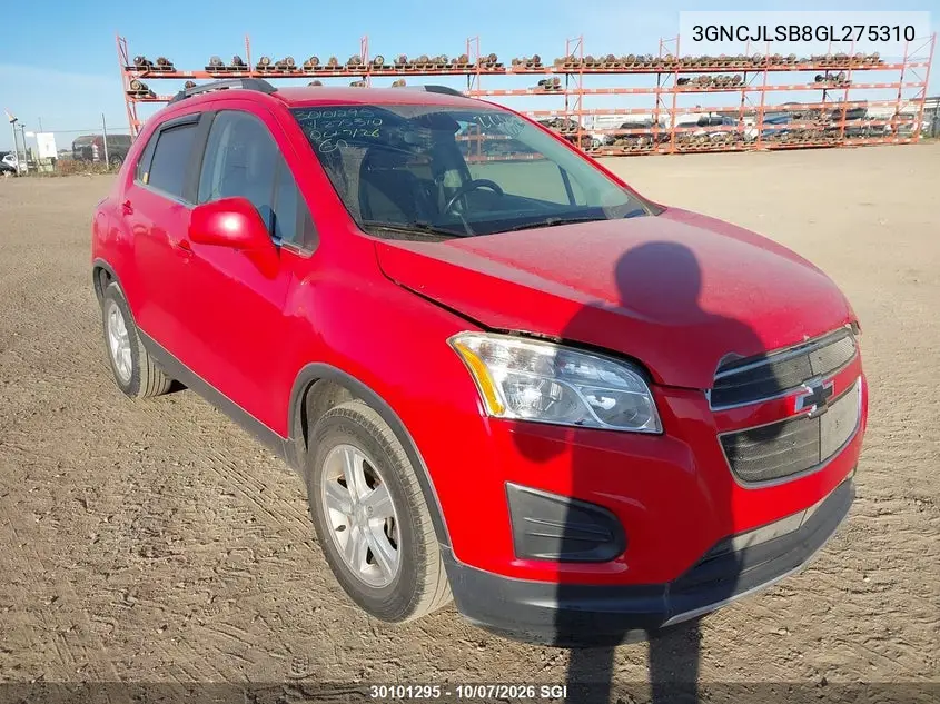 CHEVROLET TRAX 2016, VIN 3GNCJLSB8GL275310