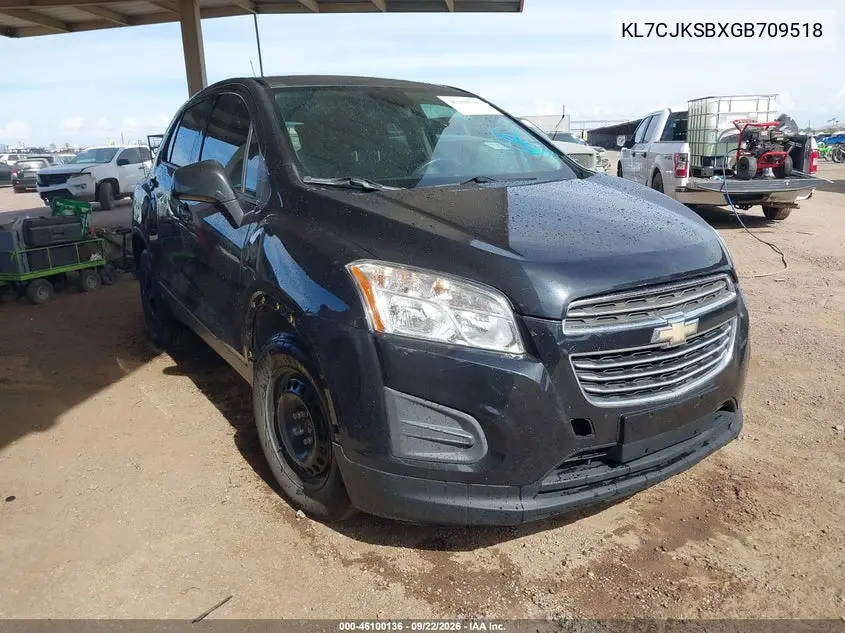 CHEVROLET TRAX 2016, VIN KL7CJKSBXGB709518