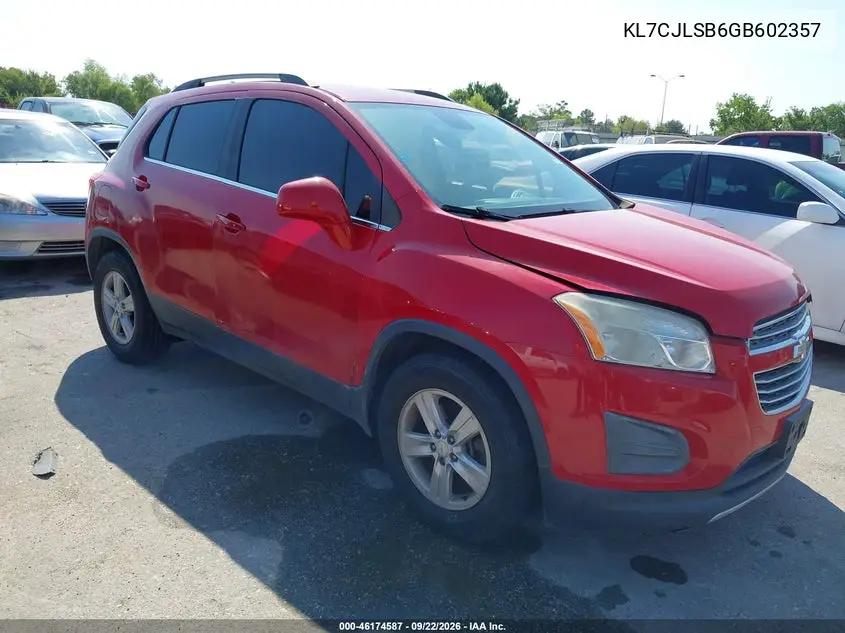 CHEVROLET TRAX 2016, VIN KL7CJLSB6GB602357