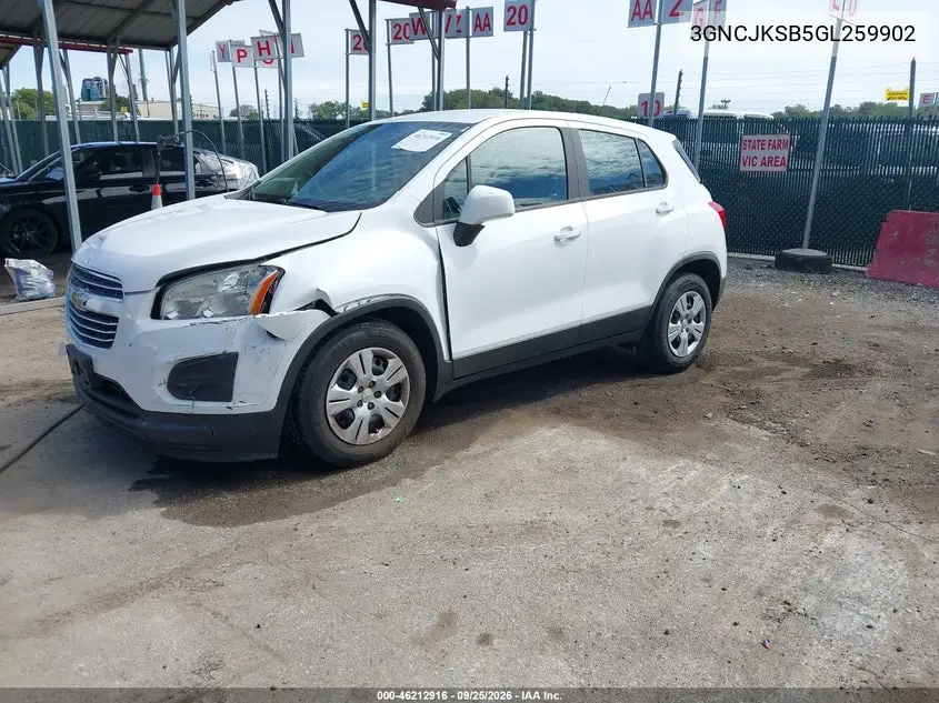 2016 CHEVROLET TRAX VIN 3GNCJKSB5GL259902 — фото 2